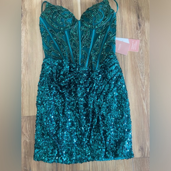 Stacees Dresses & Skirts - Embroidered Teal Sequin Formal Dress